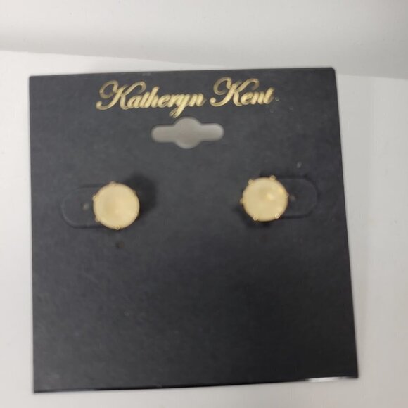 KATHERYN KENT, Stylished Gold-tone & Tan Stone Stud Earrings - Fashion Jewelry - Picture 6 of 8